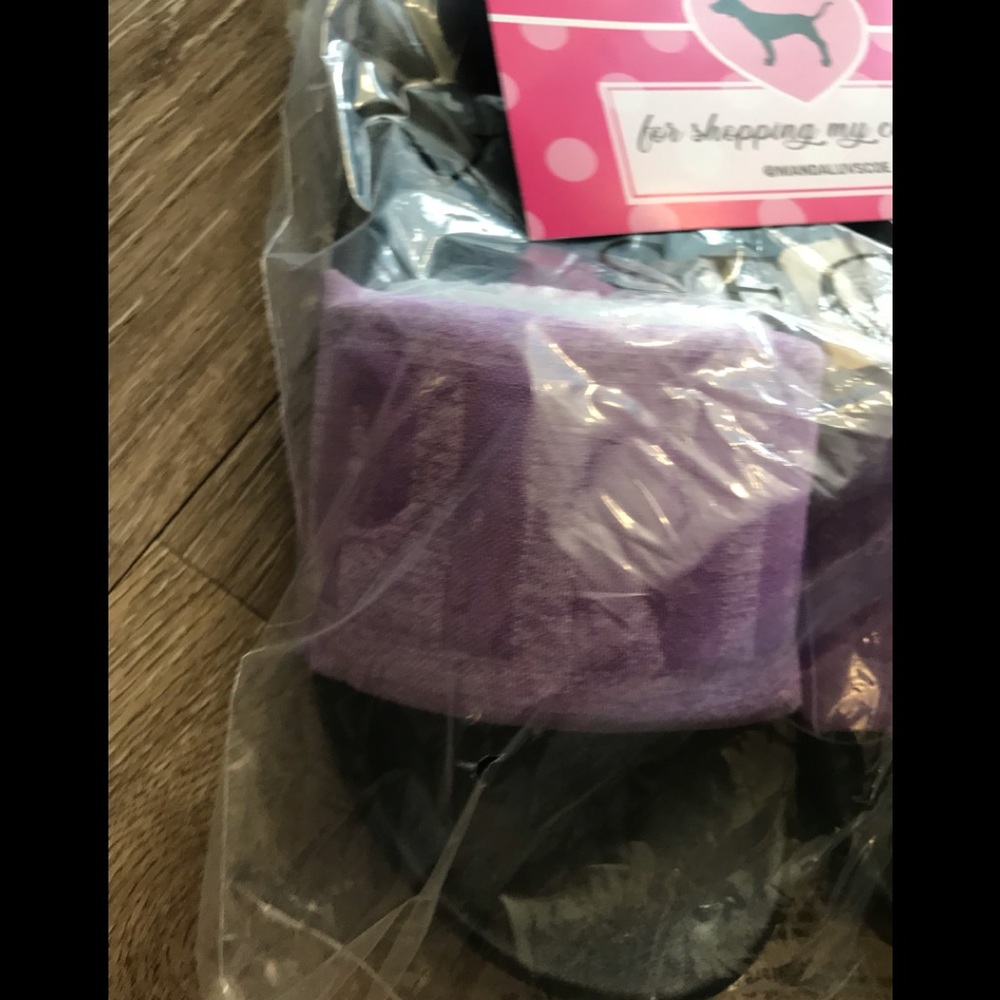 💗VS PINK PURPLE KNIT SEAMLESS LOGO ACTIVE SLIDES - Picture 5 of 6